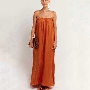 DISSH - CAMPBELL ORANGE ELASTIC MIDI DRESS